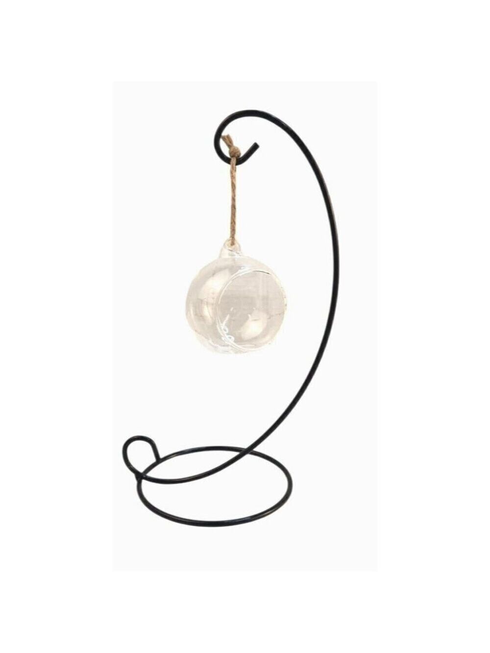 Glass Ball Black Metal Stand Succulent Air Plant Tea Light